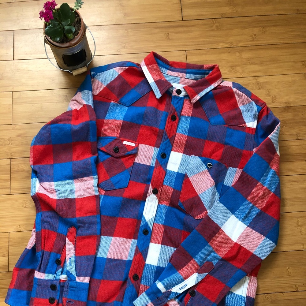 XL Topo Designs plaid flannel